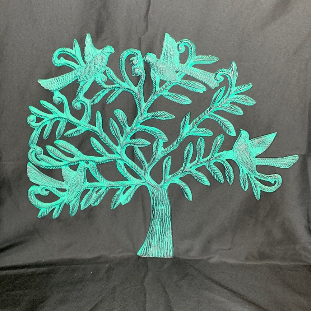 Beautiful cast aluminum tree wall art with birds and a copper patina finish